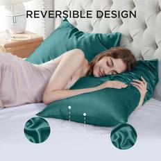 Pack of 2 Teal Satin Silk Pillowcases Pack of 2