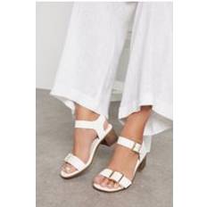 Yours Faux Leather Buckle Block Heel Sandals - White