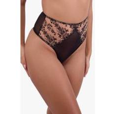 Playful Promises Cassia Embroidery High Waist Thong - Black