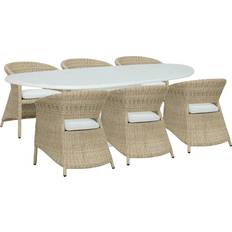 Kettler Palm 6-Seater Oval Muscat Garden Table & Chairs Patio Dining Set