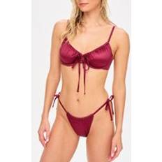 Red - Women Swimwear KBX Swim Shimmer Tanga Bikini Bottom - Red