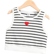 Shein Tween Girl Striped Heart Print Tank Top