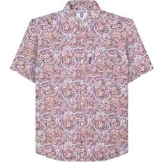 Lambretta Clothing Lambretta Mens Paisley Short-Sleeved Shirt - Rust/White