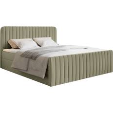 Betten & Matratzen Selsey Saliano 160x200 mit Bettkasten Topper und Chenille-Bezug Olivgrün Boxspringbett
