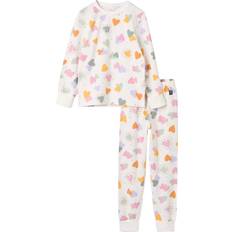 White Pyjamases Polarn O. Pyret Kids' Heart Print Pyjamas - White
