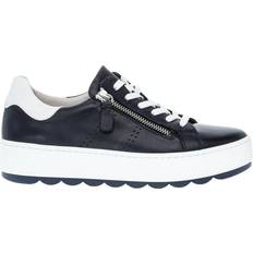 Gabor Quench Wide Fit Leather Chunky Trainers - Midnight Blue/White