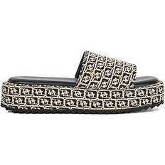 Dune London Slides Dune London Monogram Print Slip On Flatform Slider Sandals - Black/White