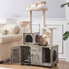 Yaheetech 53-in Cat Tree & Litter Box Enclosure
