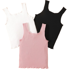 Shein Toddler Girls 3pcs Lettuce Trim Tank Top