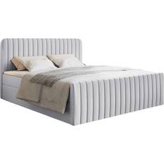 Betten & Matratzen Selsey Saliano 160x200 mit Bettkasten Topper und Chenille-Bezug Hellgrau Boxspringbett