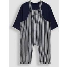Blue Other Sets JoJo Maman Bébé Baby Boys 2-piece Stripe Dungarees & Top Set - Navy