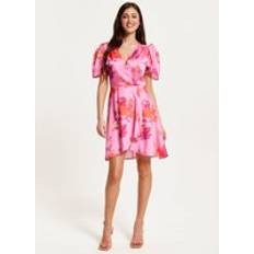 Liquorish Womens Angel Sleeve Wrap Mini Dress - Pink