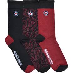 Lambretta Socks Lambretta Mens Paisley Socks Pack Of 3 - Black/Burgundy
