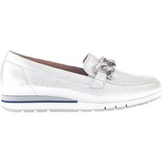 Gabor Loafers Gabor Bea Wide Fit Metallic Leather Chain Loafers, Silver