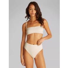 Calvin Klein Beige Swimwear Calvin Klein Plain High Waist Bikini Bottoms - Chalk