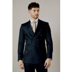 Burton Blazers Burton Mens Herringbone Double Breasted Blazer - Navy