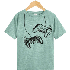 Shein Tween Boys' Printed T-Shirt With Simple Design, Comfortable And Casual For Daily Summer Wear