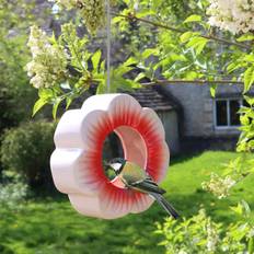 Hanging Ceramic Wild Poppy Bird Feeder Red