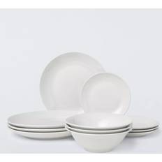 John Lewis Eat Porcelain Dinnerware 12 Piece White Dinner Set 12pcs