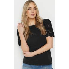 LTS Tall Crochet Sleeve T-Shirt - Black