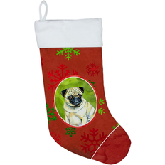 Green Stockings Carolines Treasures Pug Red and Green Snowflakes Holiday Christmas LH9342 Large Multicolor Stocking