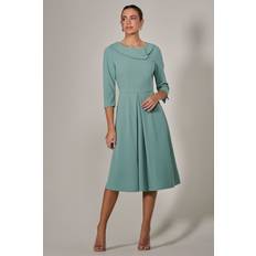 Roll Collar Midi Dress - Mint Green