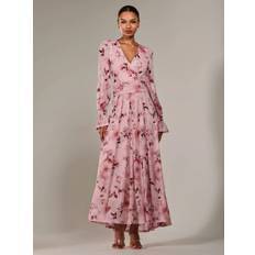Abstract Floral Fit And Flare Mesh Maxi Dress