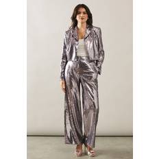 Silver - Women Blazers Wallis Womens Sequin Crop Blazer - Silver