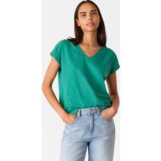Willa V-Neck Pure Organic Cotton T-Shirt - Mid Green