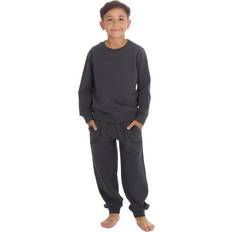 Metzuyan Kids Boys Girls Plain Tracksuit Pullover Crew Neck Joggers - Dark Grey