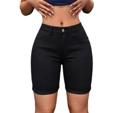 Shein Summer Casual Solid Color Slim Fit Denim Shorts