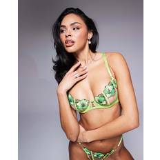 Green - Women Bras Ann Summers Caged Hibiscus Non Padded Balcony Bra - Bright Green
