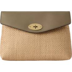Mulberry Toiletry Bags & Cosmetic Bags Mulberry Darley Raffia & Leather Large Cosmetic Pouch - Green/Natural