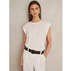 Linen T-shirts Reiss Mara Cap Sleeve T-Shirt - White