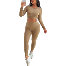 Shein pcsSet Autumn Casual Seamless Knitted Long Sleeve Shirt And Pants