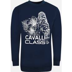 Florals Jumpers Cavalli Class Large Floral Tiger Design Sweatshirt - Navy Blue