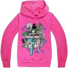 Minecraft Hoodies Children's Clothing Kikidex Minecraft Kids Print Hoodie Casual Long Sleeve - Rose Red