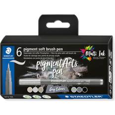 Staedtler Brush pen Pigment Arts soft ass grå/sort 6