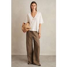 Linen T-shirts Reiss Linen V Neck T Shirt - White