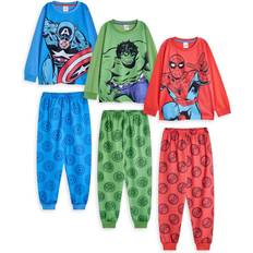 Marvel Nattplagg Marvel Avengers Boys Spiderman Hulk Captain America Long-Sleeved Long Pyjama Set - Multicoloured