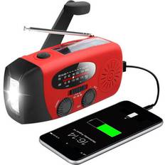 Radios Geni-Store Solar Hand Crank RADIO Receiver Mini Portable AM/FM/WB Weather Radio With 3 LED Flashlight