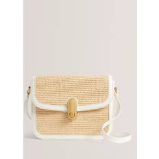 Ted Baker Crossbody Bags on sale Ted Baker Kkassia Twist Lock Detail Large Raffia Crossbody Bag - Ecru