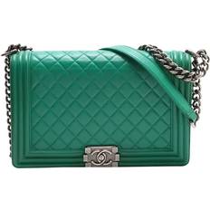 Chanel Handbags Chanel Boy Quilted Lambskin Large Shoulder Bag - Green