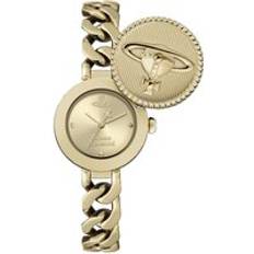 Vivienne Westwood Orb Button Gold Dial Stainless Steel Link Chain Bracelet