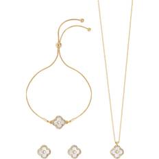 Jon Richard Crystal Clover Earrings Necklace & Bracelet Trio Set