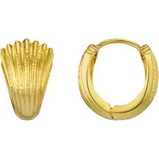 Orelia Textured Fan Small Hoop Earrings - Gold