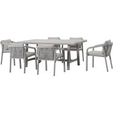 Kettler Como 6-Seater Rectangular Garden Table & Chairs Pebble Patio Dining Set