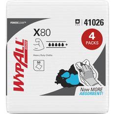 WypAll X80 Power Clean Cleaning Cloths 4 Packs x 50 Quarterfold White