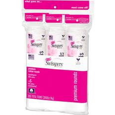 PETA Cotton Pads & Swabs Swisspers Premium 100% Natural Cotton Rounds 100-Count Bags 3-Pack