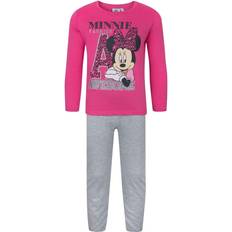 Musse Pigg Nattplagg Disney Childrens Kids Minnie Mouse Long Pyjama Set - Grå/Rosa